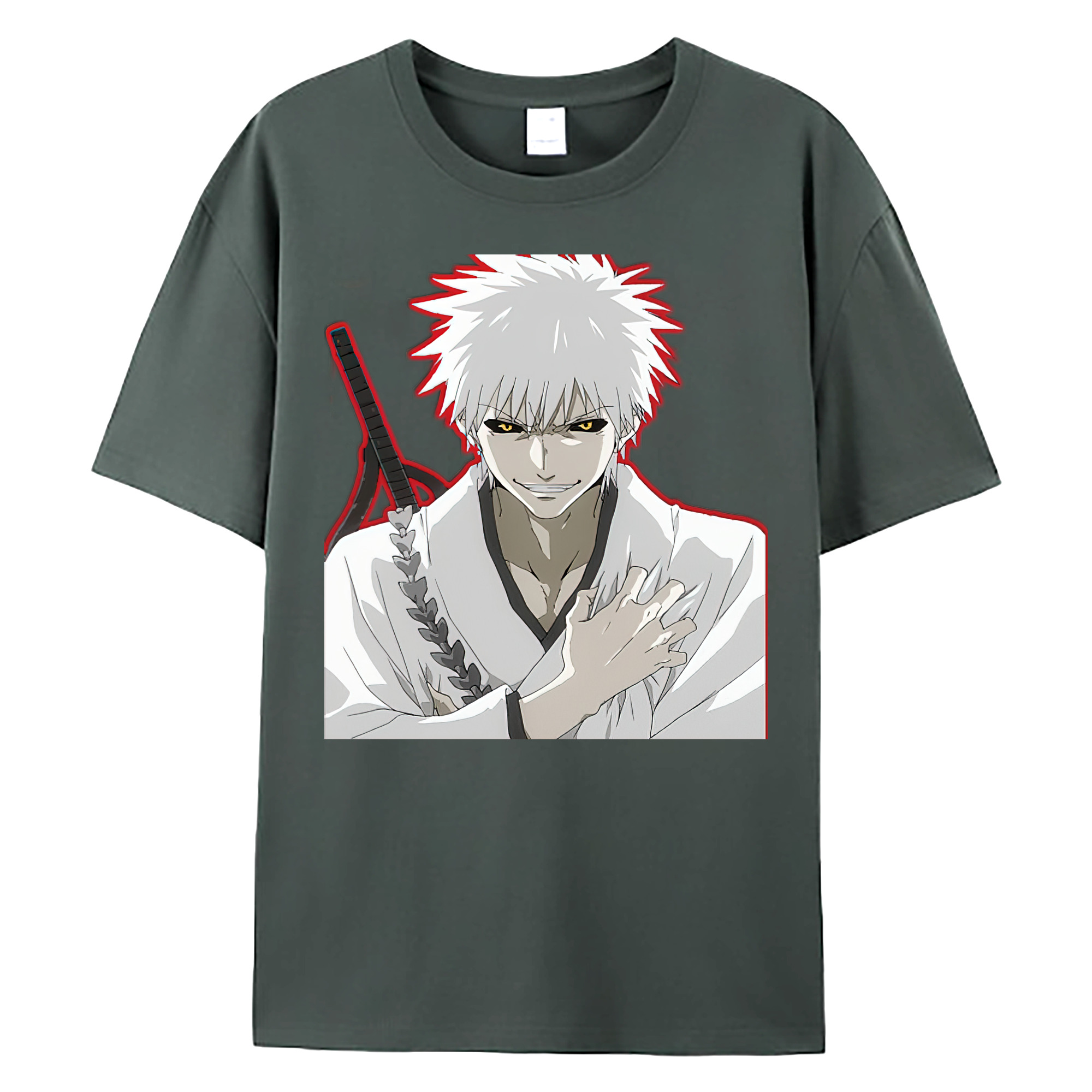 （画像用） ブリーチ 黒崎一護（くろさき いちご）BLEACH Kurosaki Ichigo 綿100％ メンズ半袖Tシャツ｜肌触りやわらか＆通気性